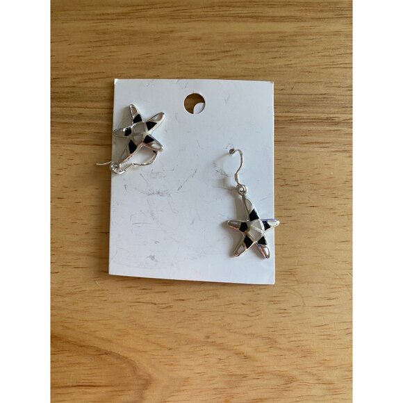 Starfish Sterling Silver & Onyx Inlay Dangle Earrings - Picture 8 of 8